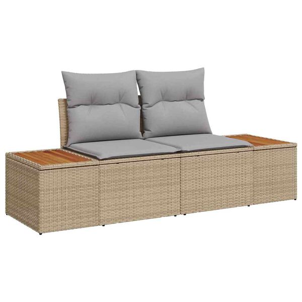 vidaXL Σετ Καναπέ Κήπου με μαξιλάρι 7 pcs Μπεζ Πολυ ράταν