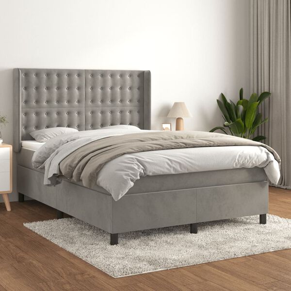 vidaXL &Kappa;&rho;&epsilon;&beta;ά&tau;&iota; Boxspring &mu;&epsilon; &Sigma;&tau;&rho;ώ&mu;&alpha; &Alpha;&nu;&omicron;&iota;&chi;&tau;ό &Gamma;&kappa;&rho;&iota; 140x200 &epsilon;&kappa;. &Beta;&epsilon;&lambda;&omicron;ύ&delta;&iota;&nu;&omicron;