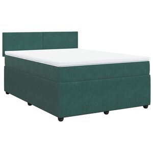 vidaXL Κρεβάτι Boxspring με Στρώμα Σκούρο Πράσινο 140x190εκ. Βελούδινο