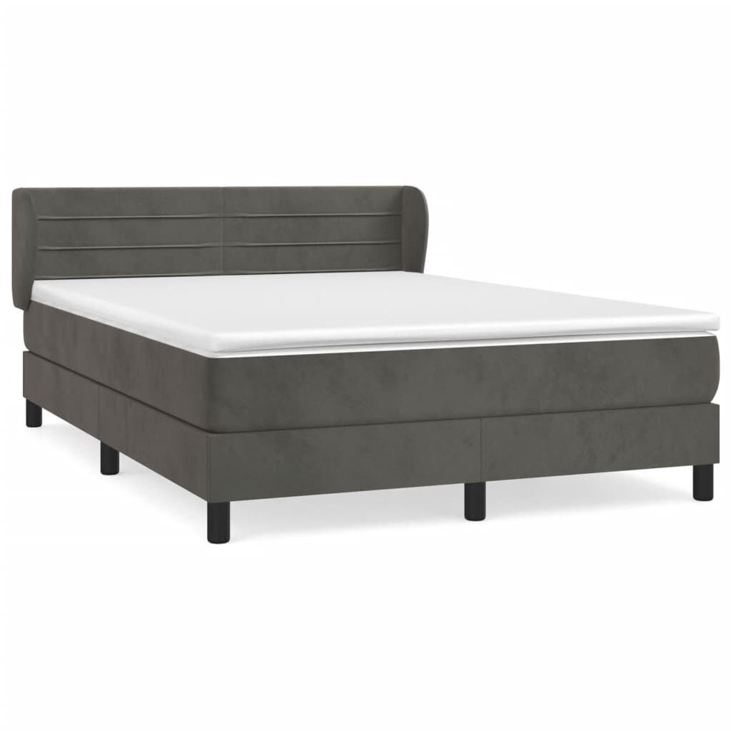 vidaXL Κρεβάτι Boxspring με Στρώμα Σκούρο Γκρι 180x200 εκ. Βελούδινο