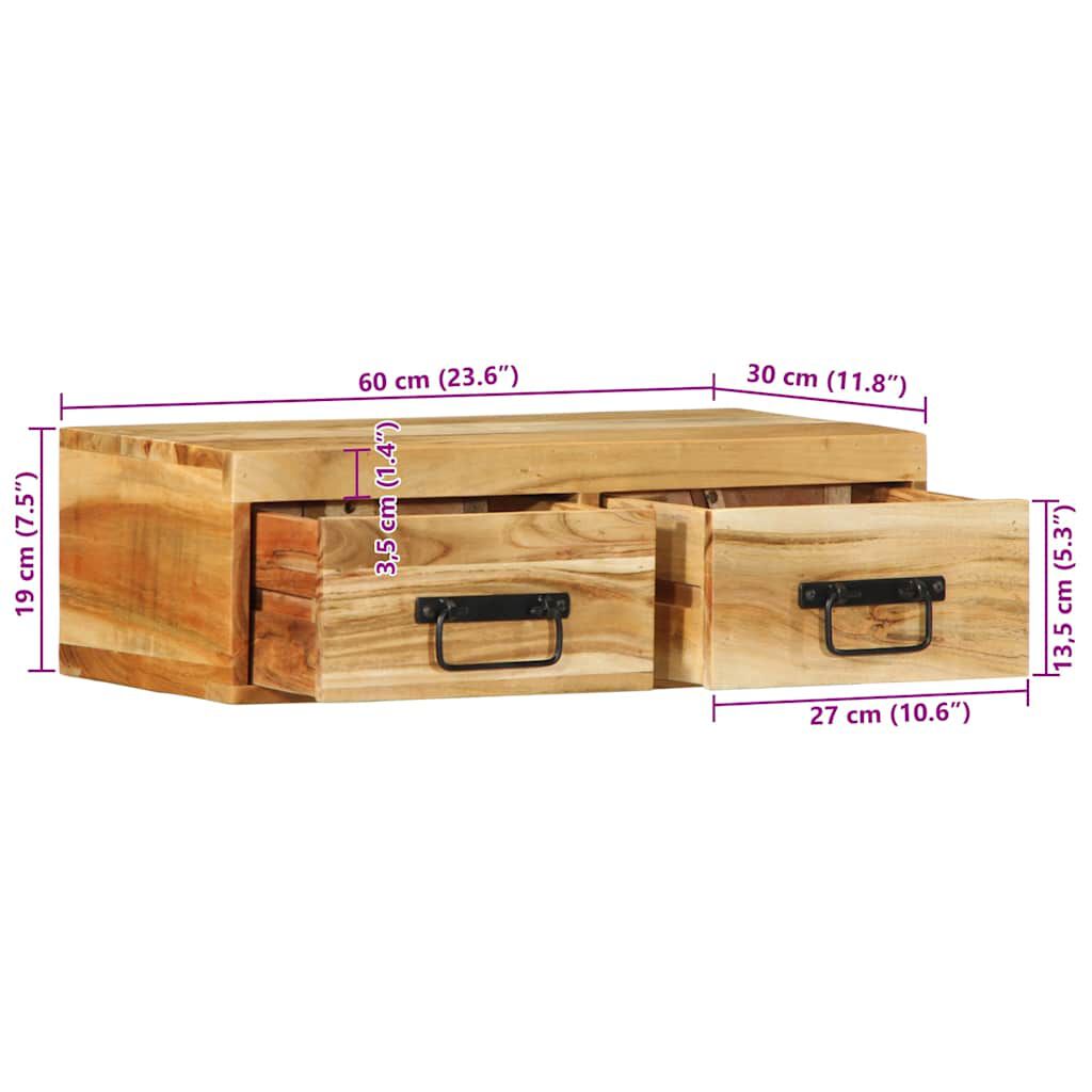 vidaXL Επίτοιχο ντουλάπι τηλεόρασης 60x30x19 cm Μασίφ ξύλο ακακίας