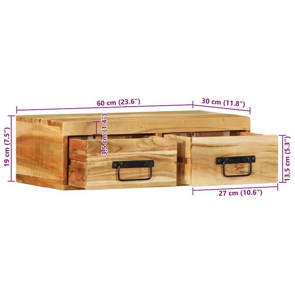 vidaXL Επίτοιχο ντουλάπι τηλεόρασης 60x30x19 cm Μασίφ ξύλο ακακίας