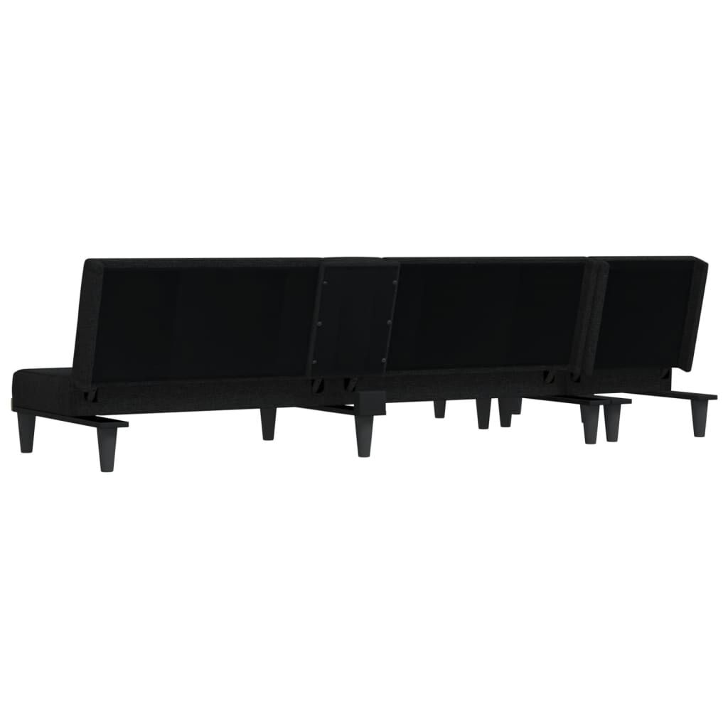vidaXL Καναπές Κρεβάτι Γωνιακός Μαύρος 255x140x70 εκ. Υφασμάτινος