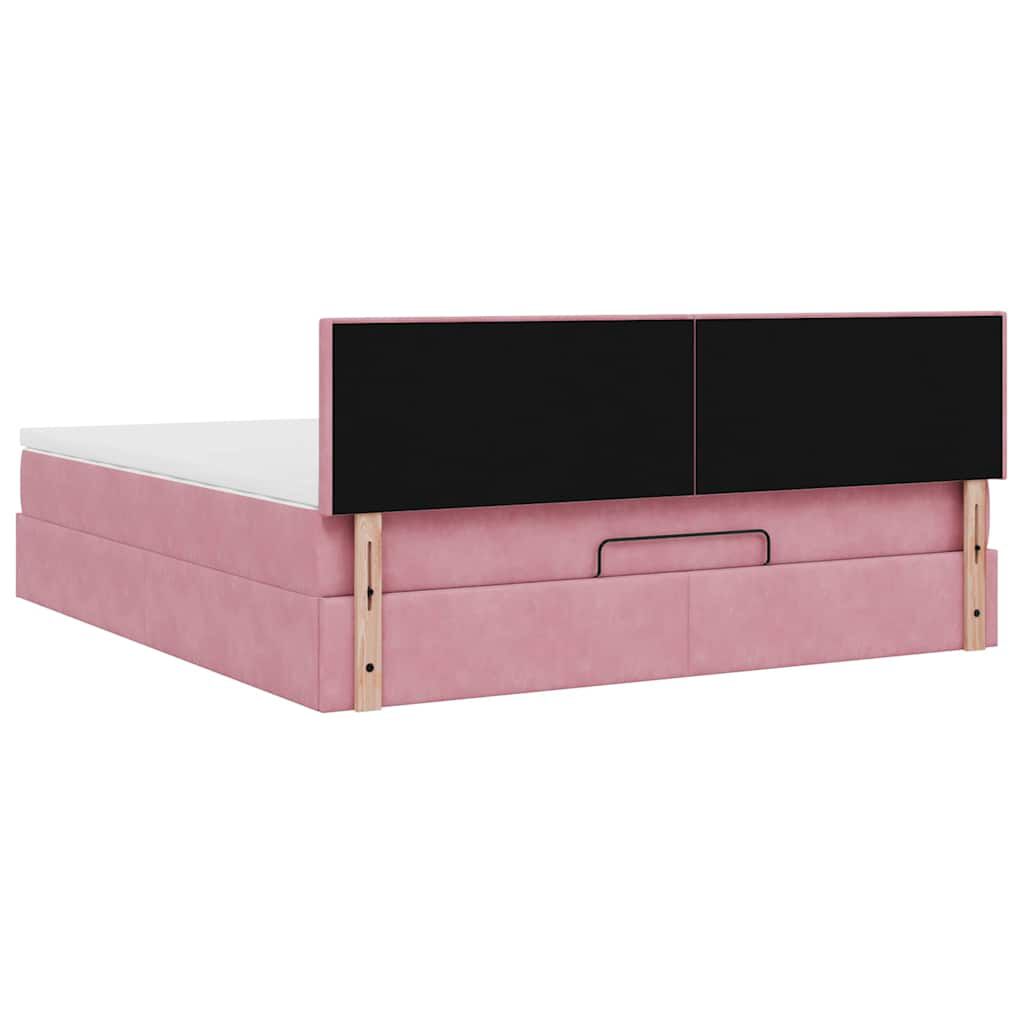 vidaXL Οθωμανικό κρεβάτι με στρώμα ροζ 180x200cm Velvet