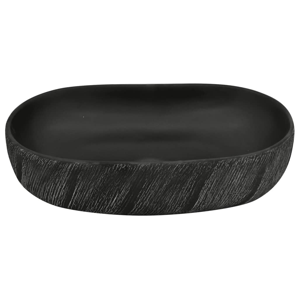 vidaXL Νιπτήρας Οβάλ Μαύρος 59x40x14 εκ. Κεραμικός