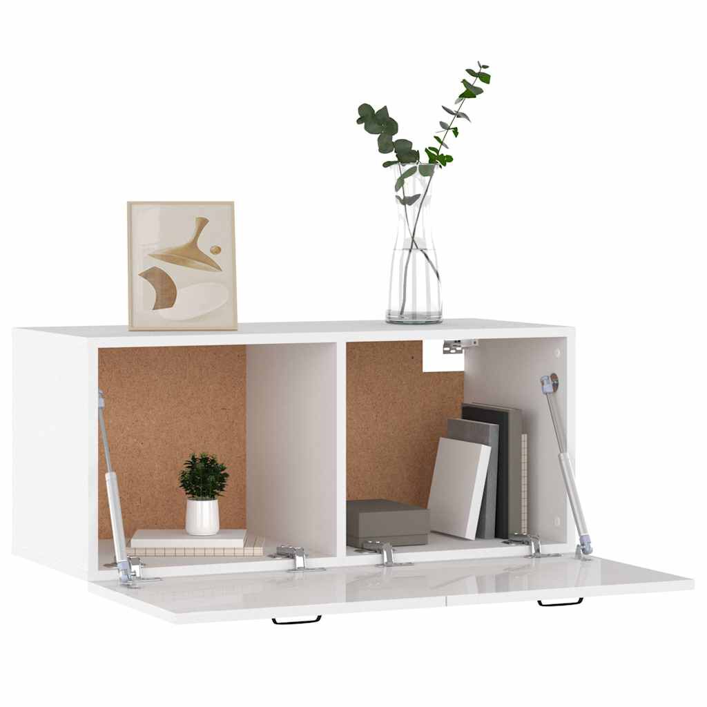 vidaXL Ντουλάπι Τοίχου Γυαλιστερό Λευκό 80x35x36,5 εκ. Επεξεργ. Ξύλο