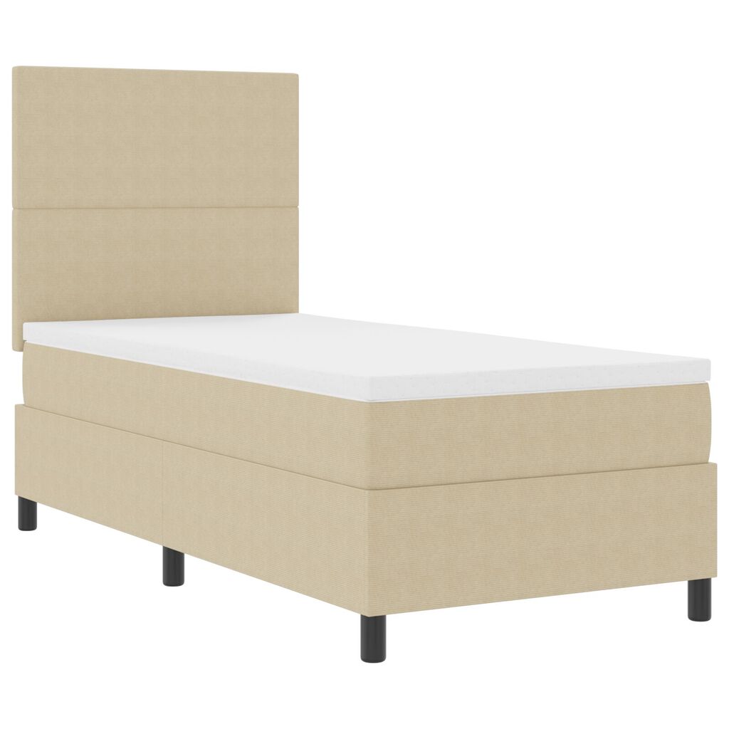 vidaXL Κρεβάτι Box Spring με Στρώμα & LED Φως Πράσινο Γκρι 90x200 εκ Βελούδο