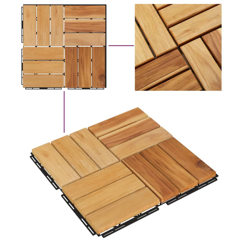 vidaXL Πλακάκια Deck 20 τεμ. 30 x 30 εκ. από Μασίφ Ξύλο Teak