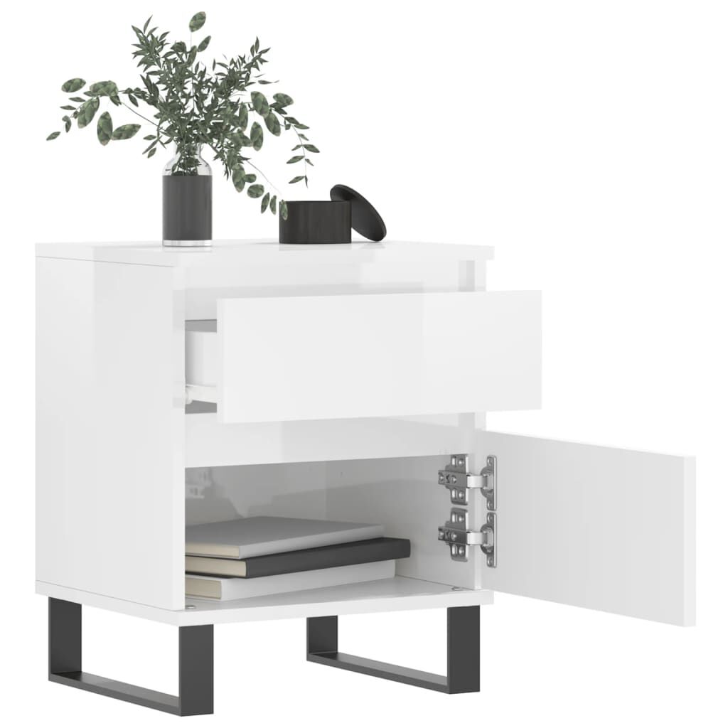 vidaXL Κομοδίνα 2 τεμ. Γυαλ. Λευκό 40 x 35 x 50 εκ. Επεξεργασμένο Ξύλο