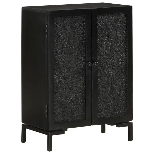 vidaXL Ντουλάπι Μαύρο 55x30x77 εκ. από Μασίφ Ξύλο Μάνγκο και Σίδηρο