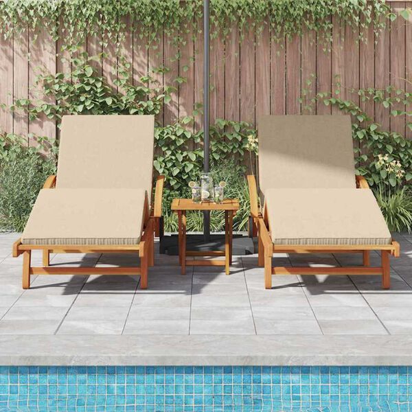 vidaXL Ξαπλώστρα 2 pcs Μπεζ 200 x 67 x 84εκ Μασίφ ξύλο ακακίας