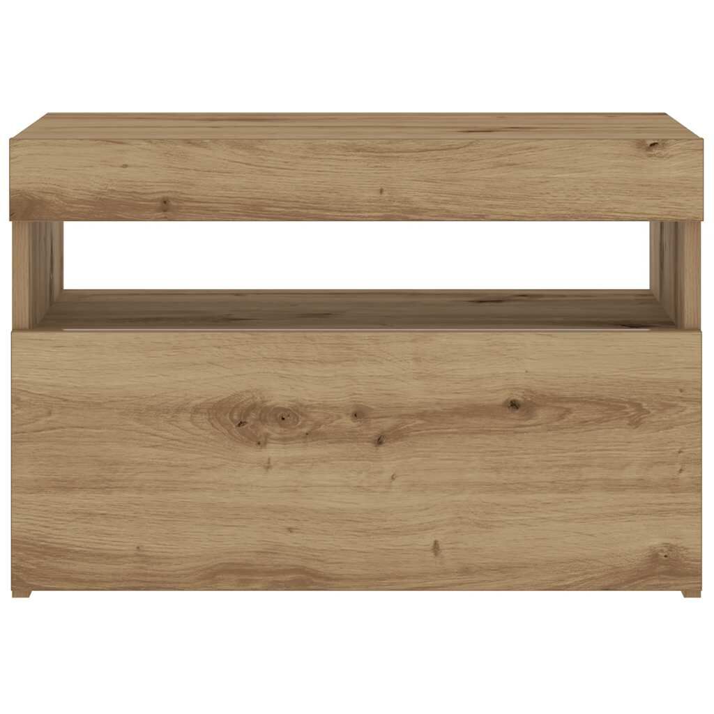 vidaXL Κομοδίνο με φώτα LED Αρτισιανή Δρυς 60x35x40 εκ. από Επεξ. Ξύλο