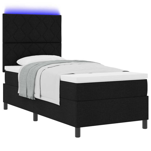 vidaXL Κρεβάτι με ελατήρια με στρώμα Μαύρο 100 x 200 cm ύφασμα