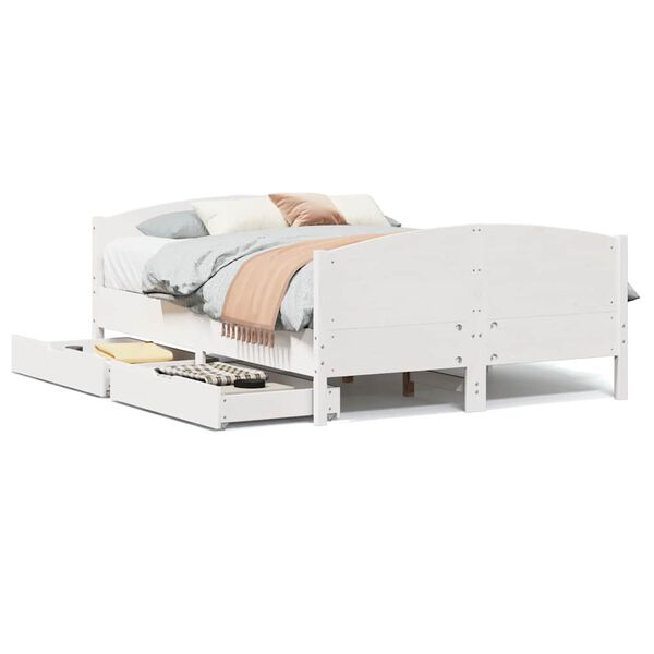 vidaXL Σκελετός Κρεβ. Χωρίς Στρώμα Λευκό 135x190 εκ Μασίφ Πεύκο