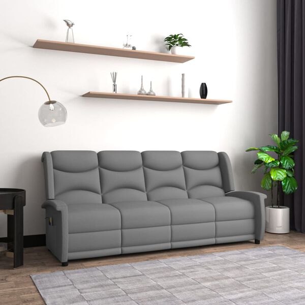 vidaXL Πολυθρόνα Μασάζ Τετραθέσια Ανακλ. Αν. Γκρι Ύφασμα Μικροϊνών