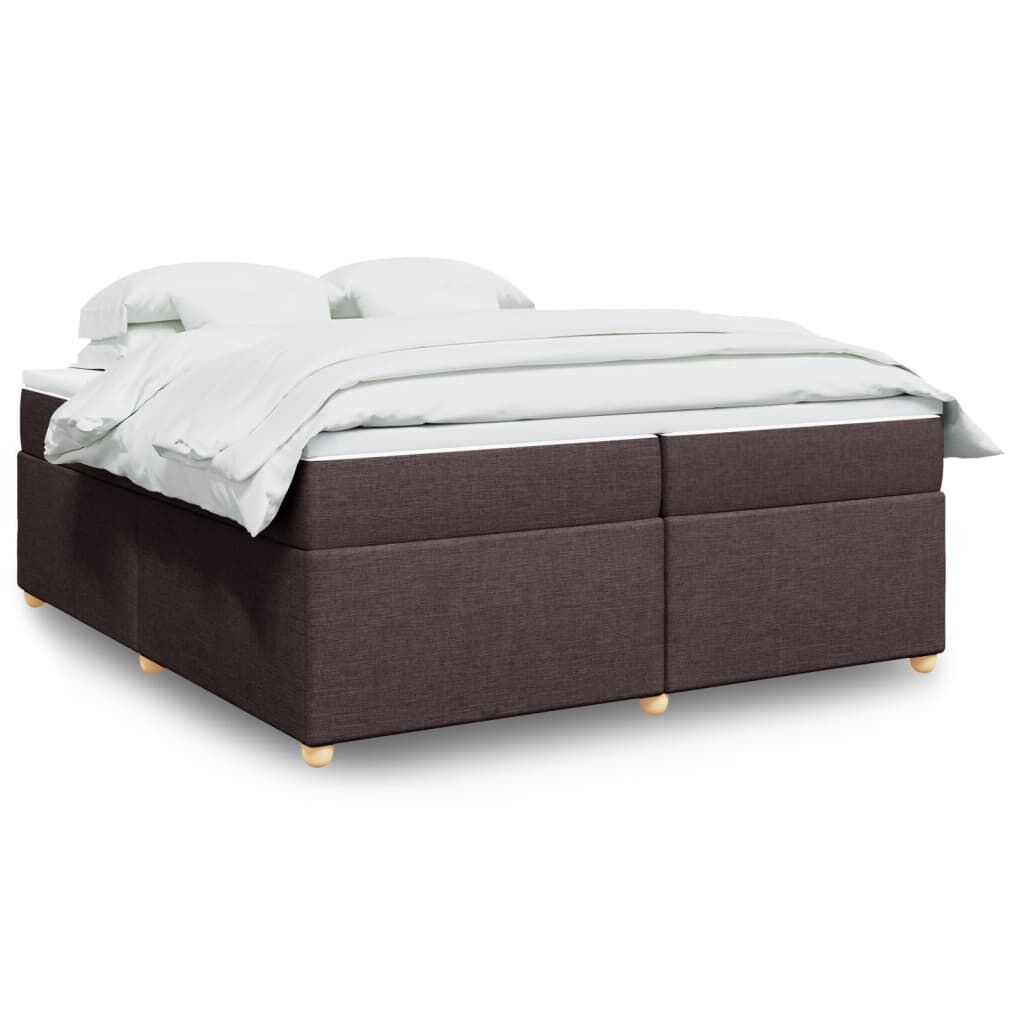 vidaXL Κρεβάτι Boxspring με Στρώμα Σκούρο Καφέ 200x200 εκ. Υφασμάτινο