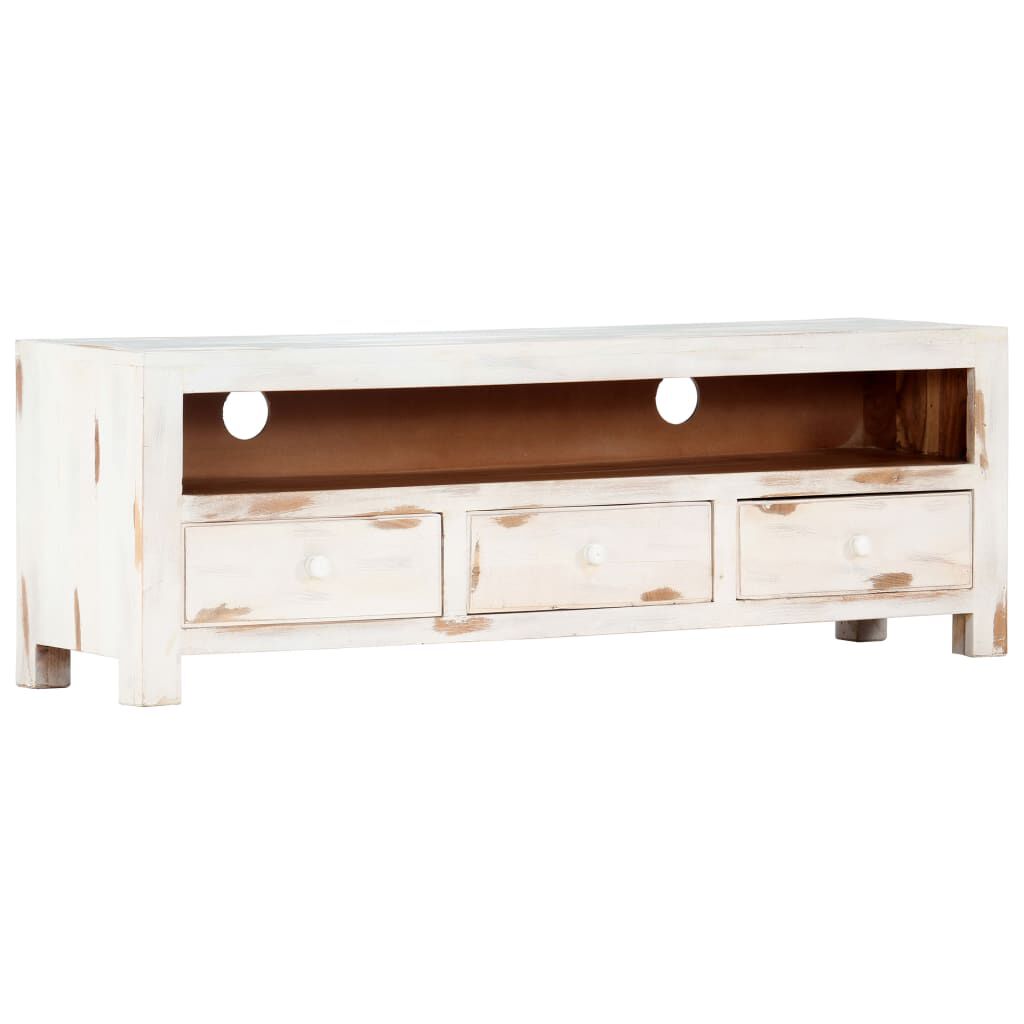 vidaXL Έπιπλο Τηλεόρασης Λευκό 120x30x40 εκ. από Μασίφ Ξύλο Ακακίας