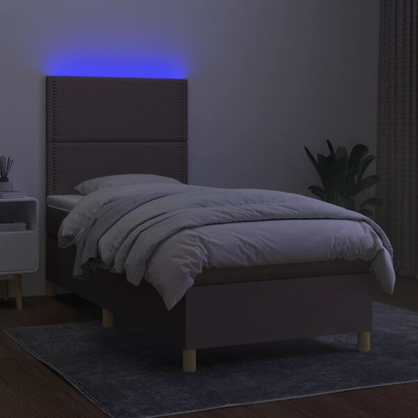 vidaXL &Kappa;&rho;&epsilon;&beta;ά&tau;&iota; Boxspring &mu;&epsilon; &Sigma;&tau;&rho;ώ&mu;&alpha; & LED Taupe 90x190 &epsilon;&kappa;. &Upsilon;&phi;&alpha;&sigma;&mu;ά&tau;&iota;&nu;&omicron;