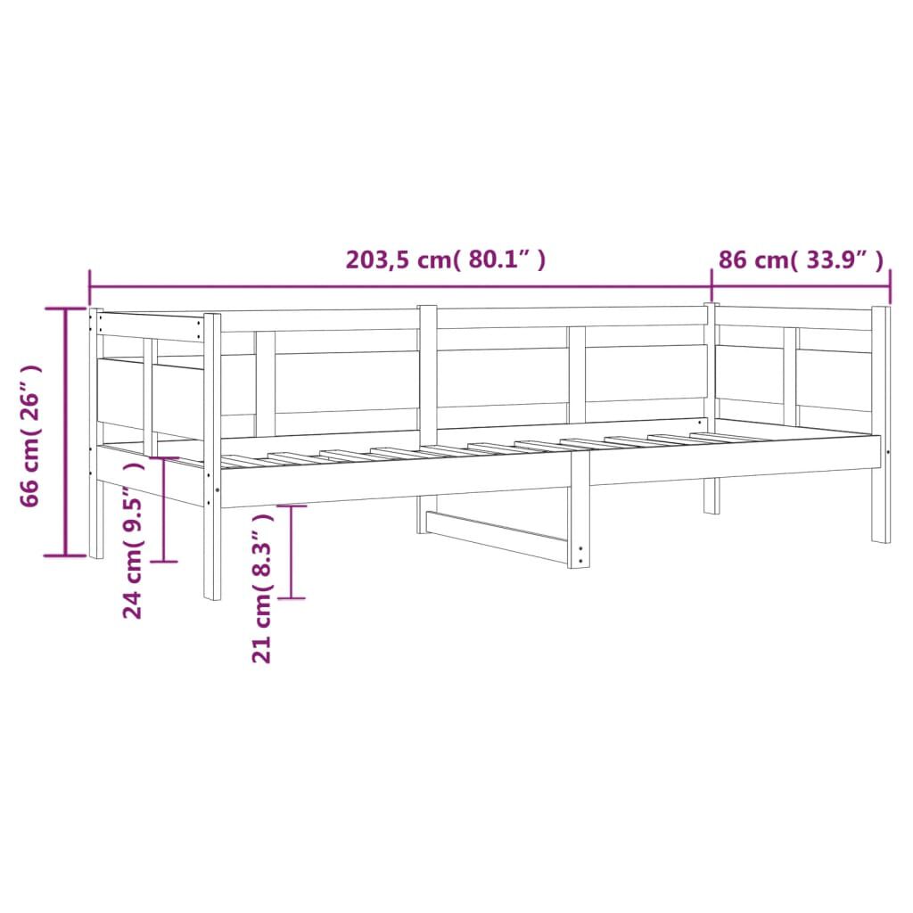 vidaXL Καναπές Κρεβάτι Καφέ Μελί 80 x 200 εκ. από Μασίφ Ξύλο Πεύκου