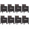 vidaXL Σέτ φαγητού για κήπο 9 pcs Καφέ Rattan Polt