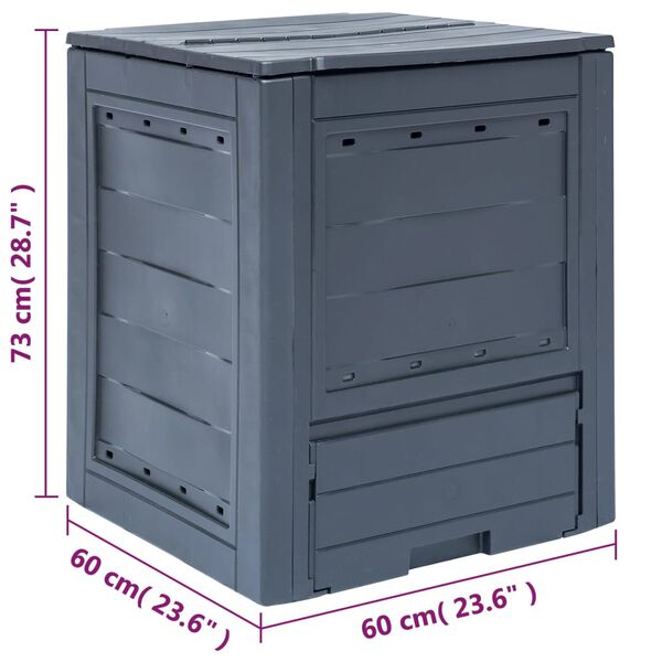 vidaXL Κομποστοποιητής Κήπου Γκρι 60 x 60 x 73 εκ. 260 Λίτρα