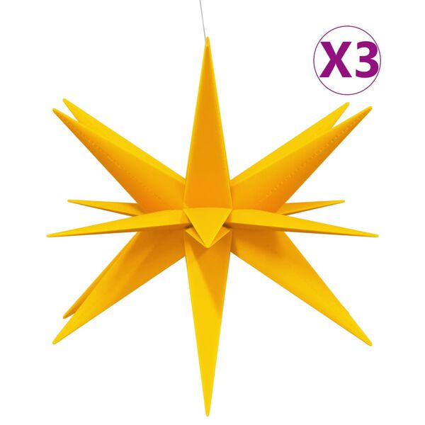 vidaXL Φωτιστικά Χριστ. με LED 3 τεμ. Αναδιπλούμενα Κίτρινα 100 εκ.