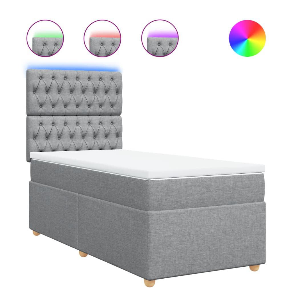 vidaXL Κρεβάτι Boxspring με Στρώμα Ανοιχτό Γκρι 80x200 εκ. Υφασμάτινο