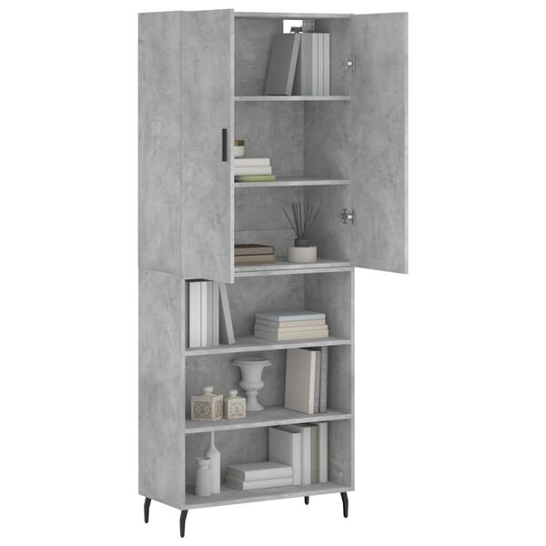 vidaXL Ντουλάπι Γκρι Σκυροδέματος 69,5x34x180 εκ. Επεξεργασμένο Ξύλο