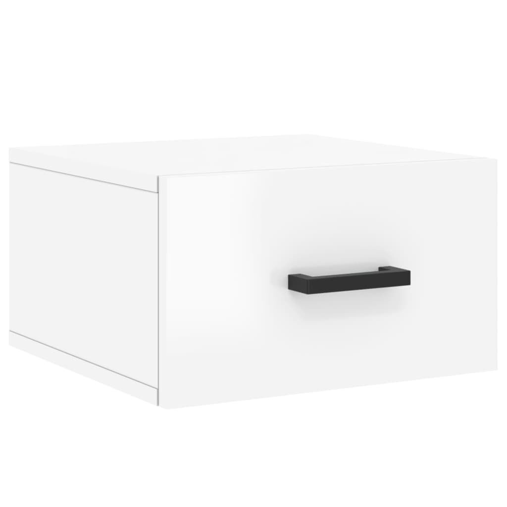 vidaXL Κομοδίνο Επιτοίχιο Γυαλιστερό Λευκό 35 x 35 x 20 εκ.