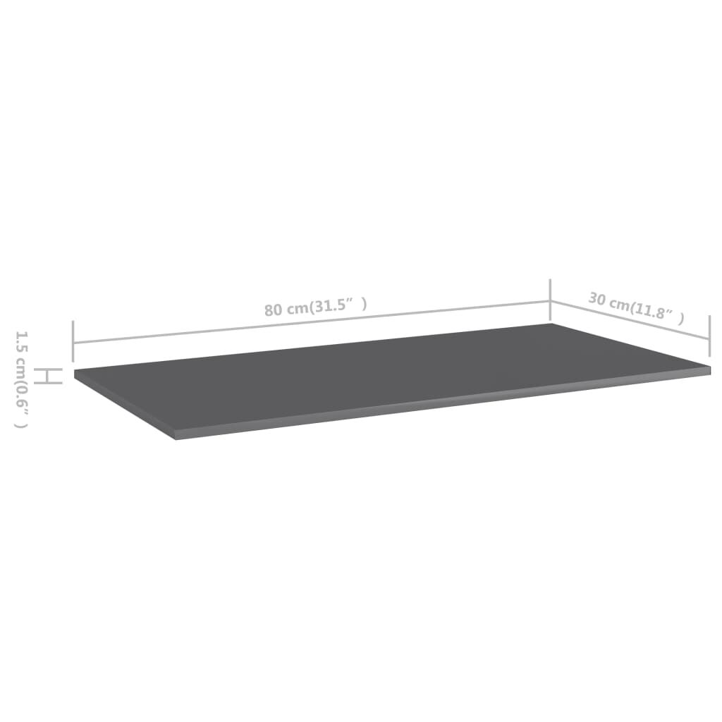 vidaXL Ράφια Βιβλιοθήκης 8 τεμ. Γυαλ. Γκρι 80x30x1,5 εκ. Μοριοσανίδα
