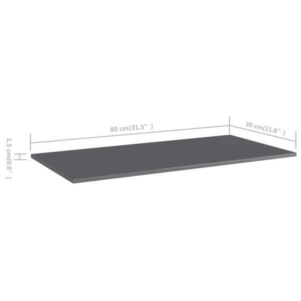 vidaXL Ράφια Βιβλιοθήκης 8 τεμ. Γυαλ. Γκρι 80x30x1,5 εκ. Μοριοσανίδα