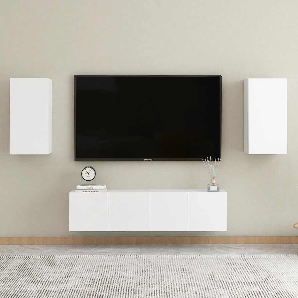 vidaXL Έπιπλο Τηλεόρασης Λευκό 30,5 x 30 x 60 εκ. από Επεξ. Ξύλο