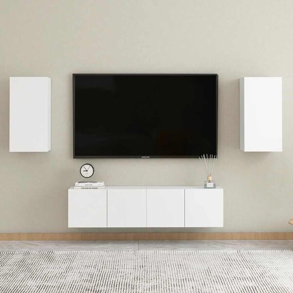vidaXL Έπιπλο Τηλεόρασης Λευκό 30,5 x 30 x 60 εκ. από Επεξ. Ξύλο