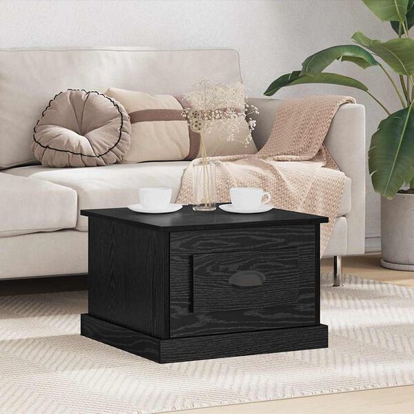 vidaXL Τραπεζάκι σαλονιού with Drawer Μαύρη δρυς 50 x 50 x 35 cm