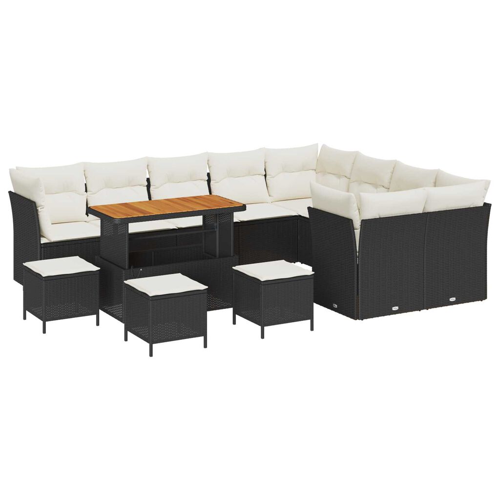 vidaXL Σετ Καναπέ Κήπου 13 pcs Μαύρο συνθετικό ρατάν