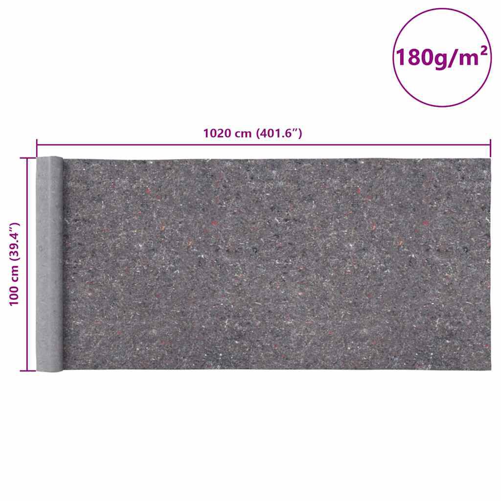 vidaXL Αντιολισθητικό μαλλί ζωγράφου 1020 cm 180 g/m² Γκρι