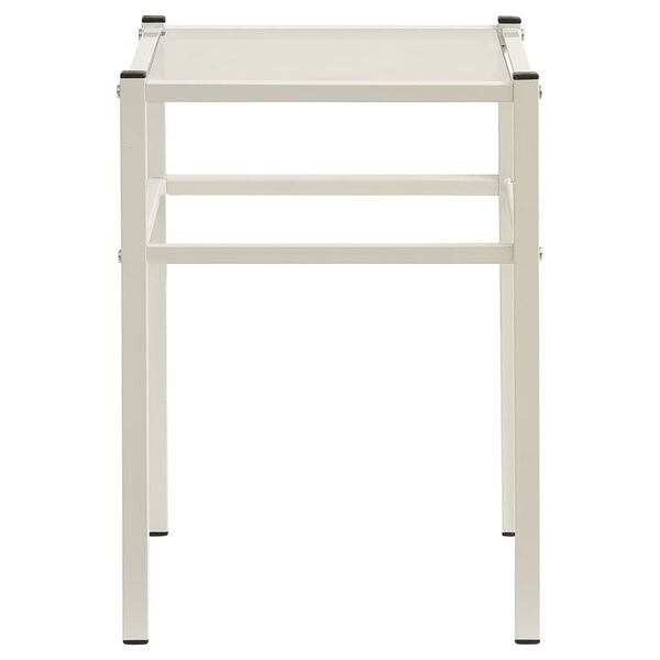 vidaXL Κομοδίνο Λευκό και Διαφανές 42,5x33x44,5εκ. από Μέταλλο & Γυαλί