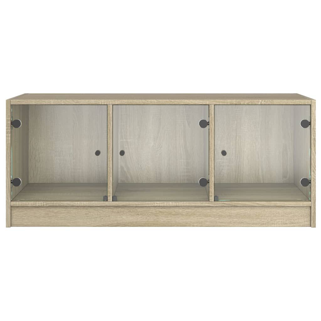 vidaXL Τραπεζάκι Σαλονιού Sonoma Δρυς 102x50x42 εκ. με Γυάλινες Πόρτες