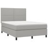 vidaXL Κρεβάτι Boxspring με Στρώμα & LED Αν.Γκρι 140x190εκ. Υφασμάτινο