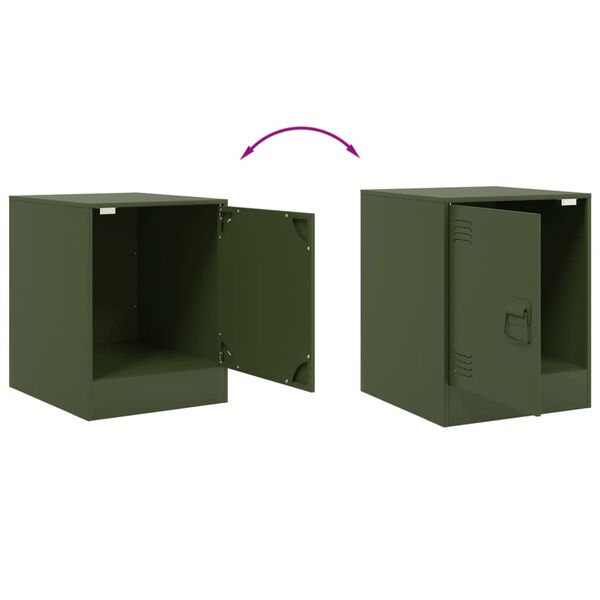 vidaXL Κομοδίνο Πράσινο Λαδί 34,5x39x44 εκ. από Χάλυβα