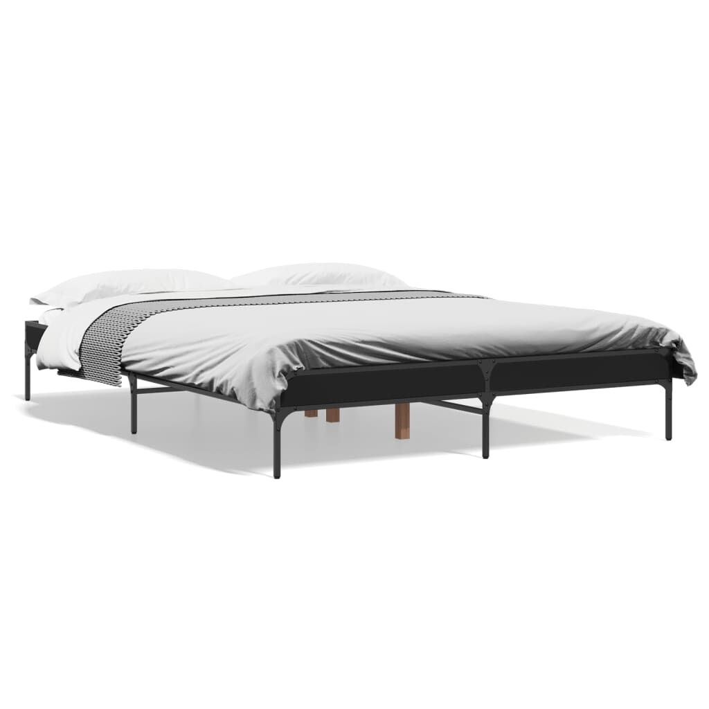 vidaXL Πλαίσιο Κρεβατιού Μαύρο 160 x 200 εκ. Επεξ. Ξύλο & Μέταλλο