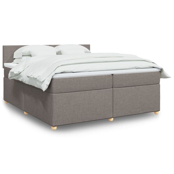 vidaXL Κρεβάτι Boxspring με Στρώμα Taupe 200x200 εκ. Υφασμάτινο