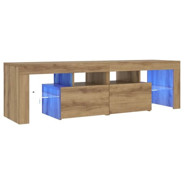vidaXL Έπιπλο Τηλεόρασης με LED Αρτισιανή Δρυς 140x36,5x40εκ Επεξ.Ξύλο