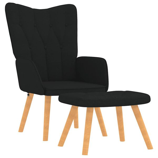 vidaXL Πολυθρόνα Relax Μαύρη Υφασμάτινη με Σκαμπό