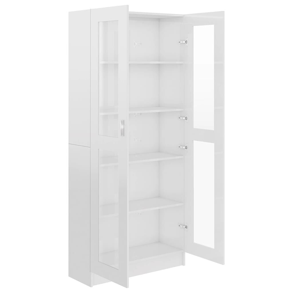 vidaXL Βιτρίνα Γυαλιστερό Λευκό 82,5 x 30,5 x 185,5 εκ. Επεξ. Ξύλο
