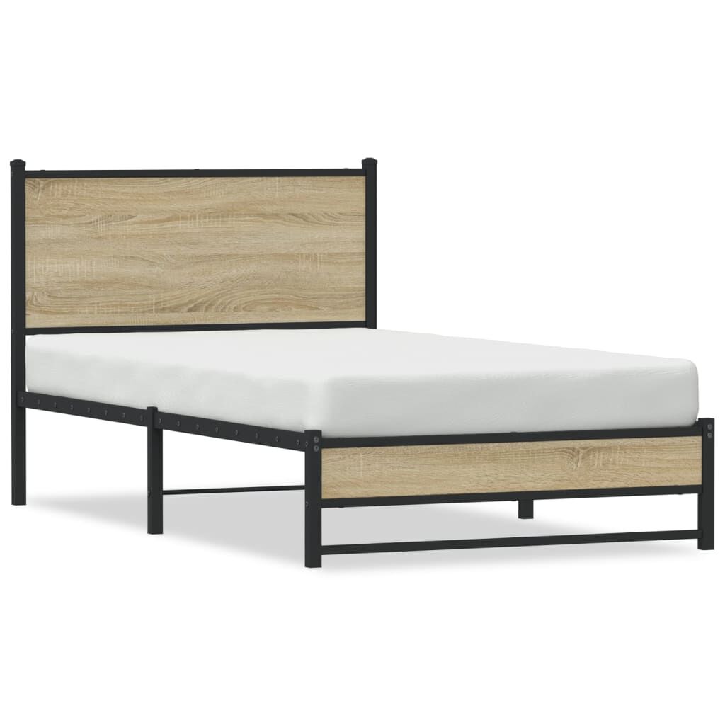 vidaXL Σκελετός Κρεβ. Χωρίς Στρώμα Sonoma Δρυς 100x190 εκ. Μεταλλικό
