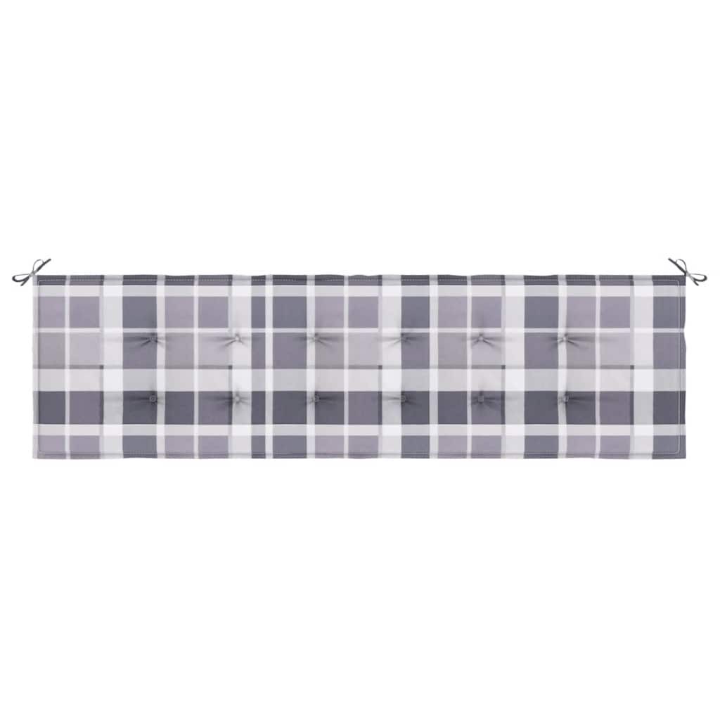 vidaXL Μαξιλάρι για Παγκάκι Κήπου Γκρι Καρό 180x50x4 εκ. Υφασμάτινο