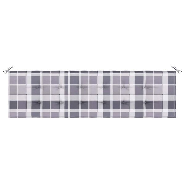 vidaXL Μαξιλάρι για Παγκάκι Κήπου Γκρι Καρό 180x50x4 εκ. Υφασμάτινο