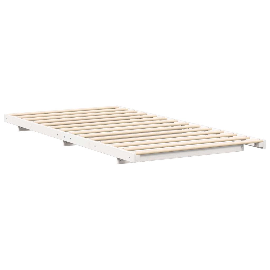 vidaXL Κρεβάτι δαπέδου Λευκό 100 x 200 cm Μασίφ ξύλο πεύκου