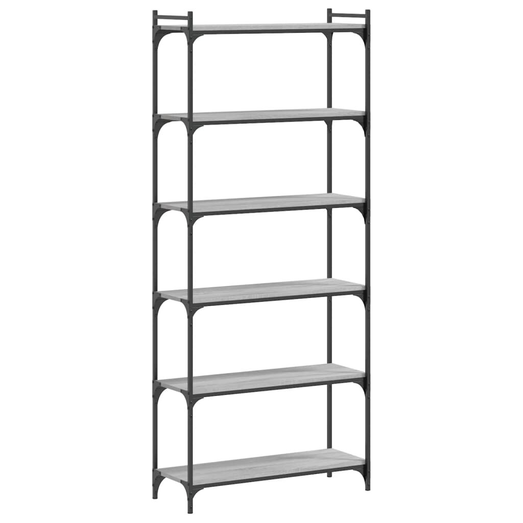 vidaXL Βιβλιοθήκη 6 Επιπέδων Γκρι Sonoma 80x30x188 εκ. Επεξεργ. Ξύλο